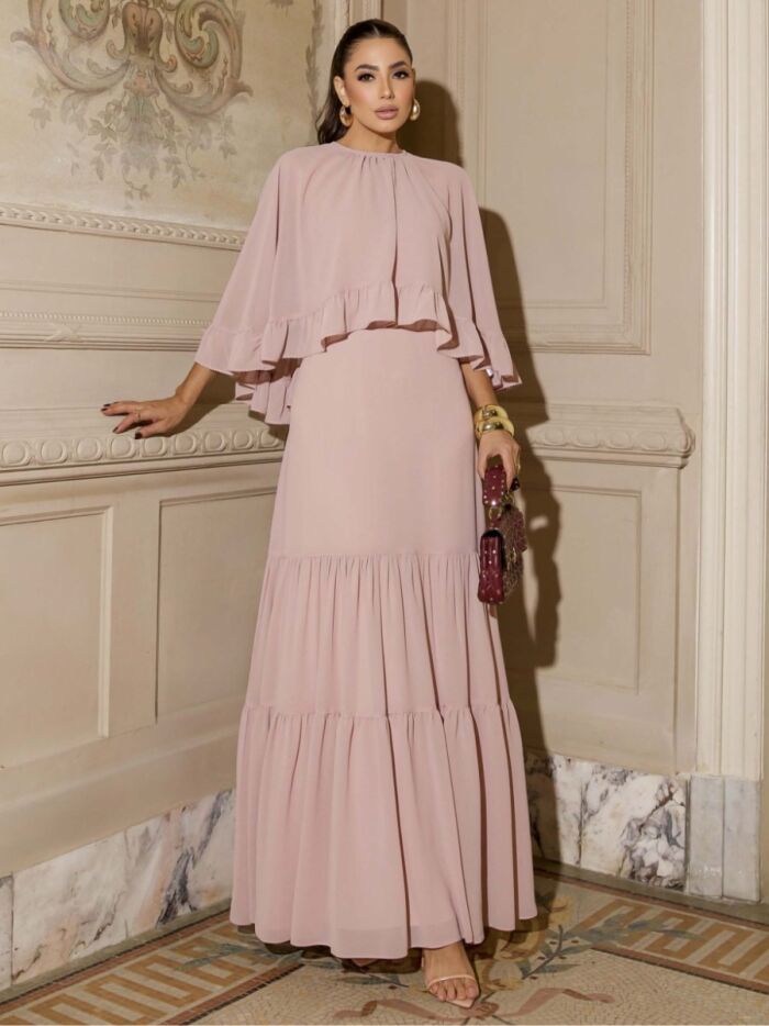 Imagem de Vestido Chiffon Detalhe Capa Rosê