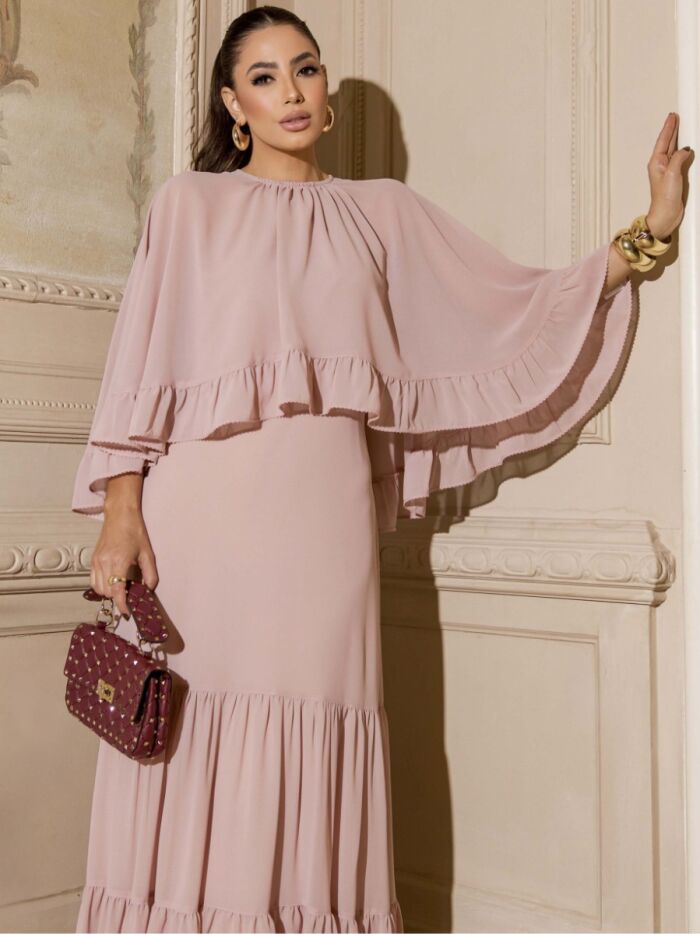 Imagem de Vestido Chiffon Detalhe Capa Rosê