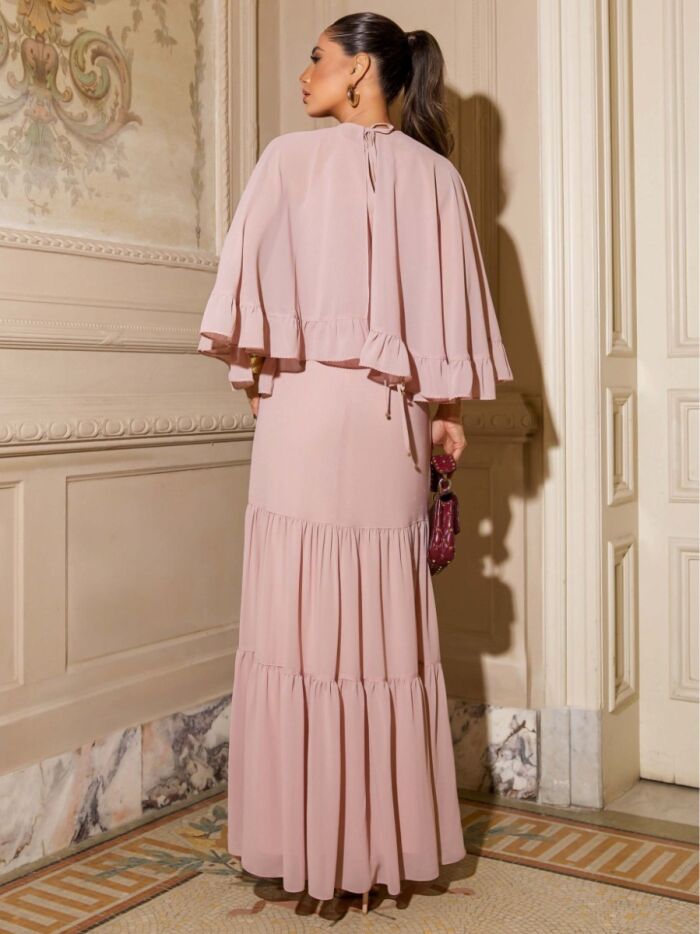 Imagem de Vestido Chiffon Detalhe Capa Rosê