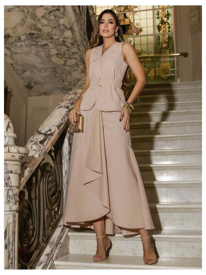 Imagem de Conjunto Sarja Com Cinto Rosê Luzia Fazzolli