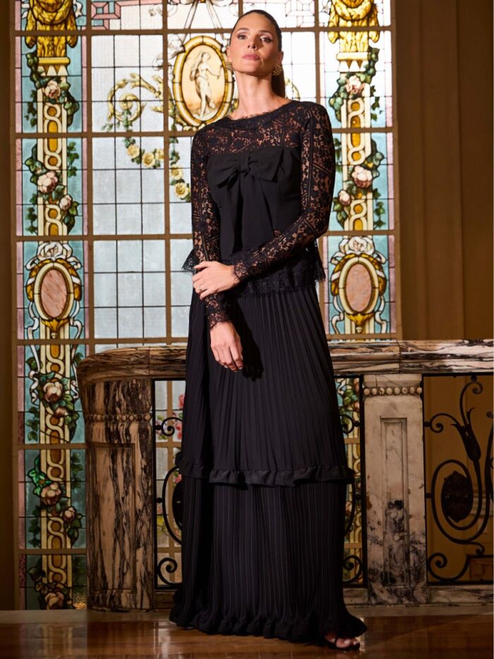 Imagem de Saia Longa Chiffon Plissada Luzia Fazzolli