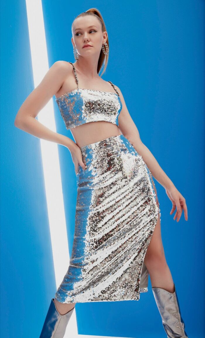 Imagem de Conjunto Paetês Prateados Regina Salomão