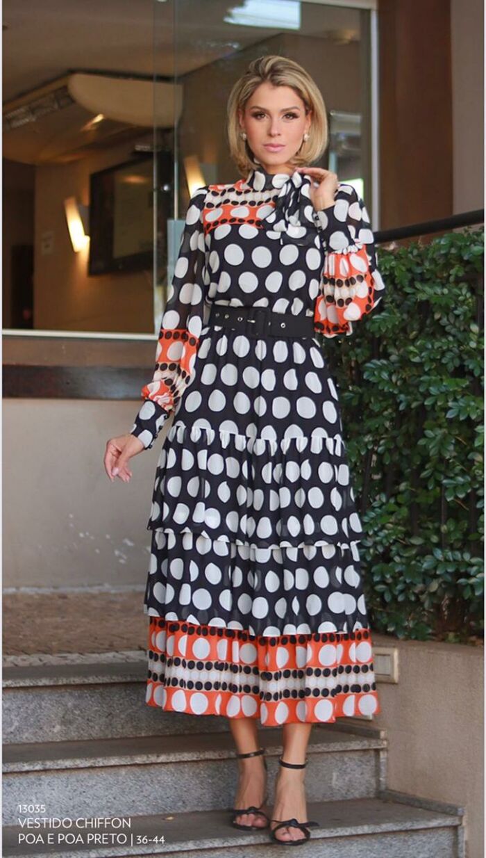 Imagem de Vestido Chiffon Poá Luzzia Fazzolli