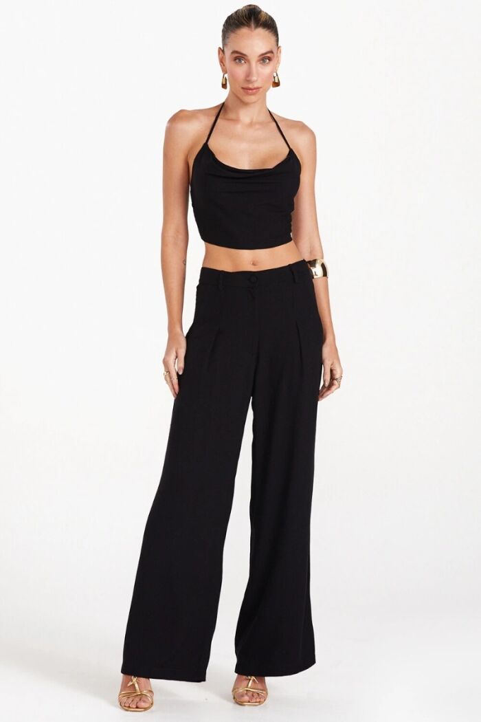 Imagem de Cropped Frente Única Amarração Costas Preto Zen