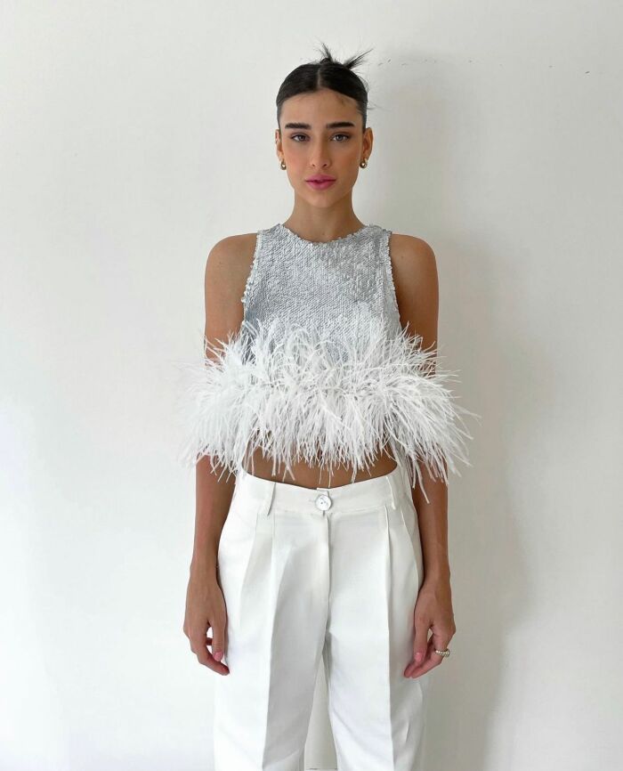 Imagem de Cropped Glow Com Pluma Prata Zen