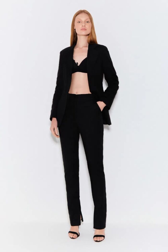 Imagem de Calça Skinny Com Friso E Zíper Na Barra Preta Zen