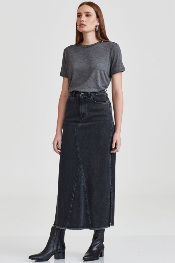 Imagem de Saia Longa Verena Queiroz Trama Jeans