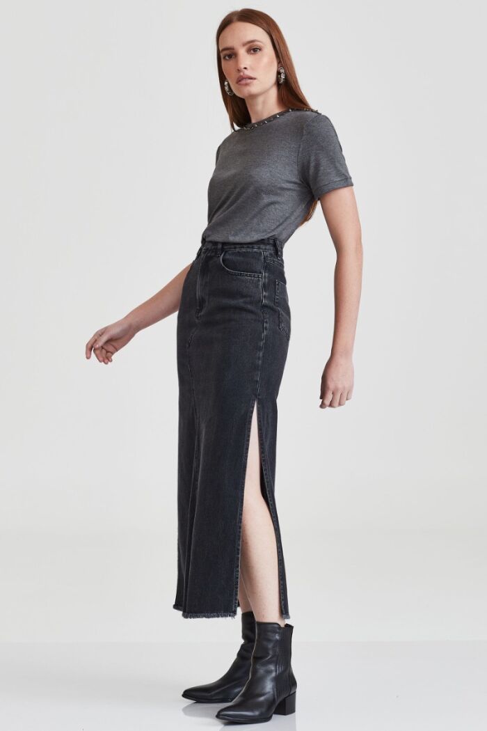 Imagem de Saia Longa Verena Queiroz Trama Jeans