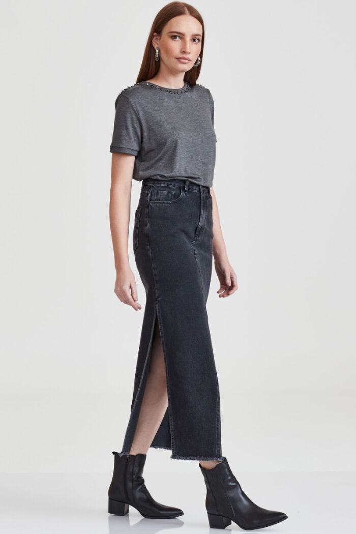 Imagem de Saia Longa Verena Queiroz Trama Jeans