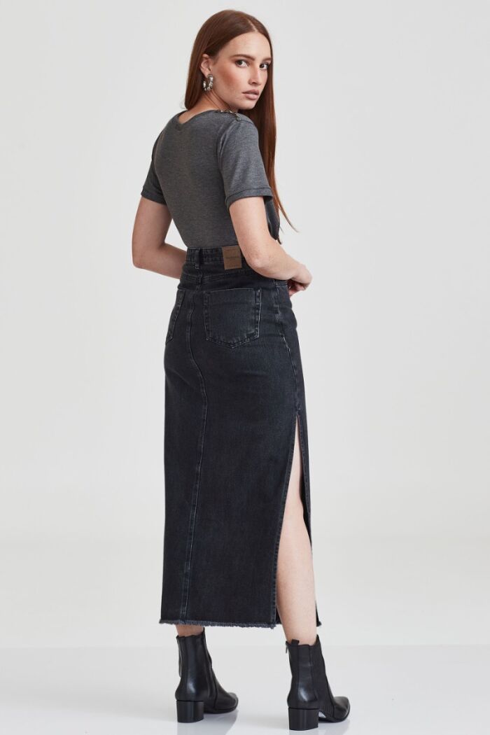 Imagem de Saia Longa Verena Queiroz Trama Jeans