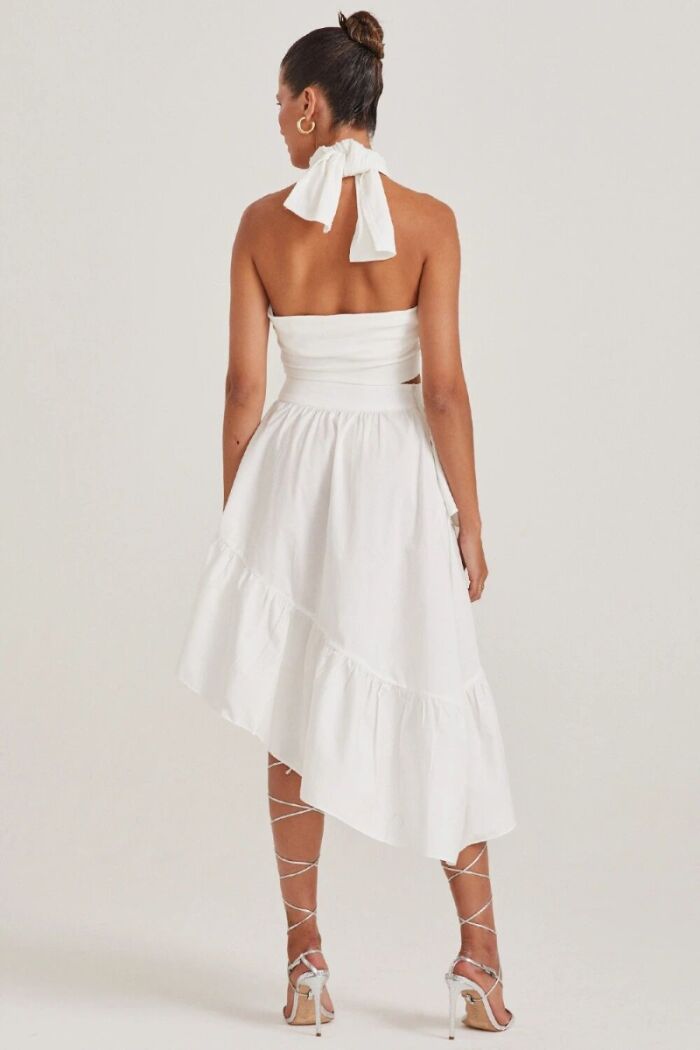 Imagem de Saia Mídi Barra Assimétrica Off White Zen