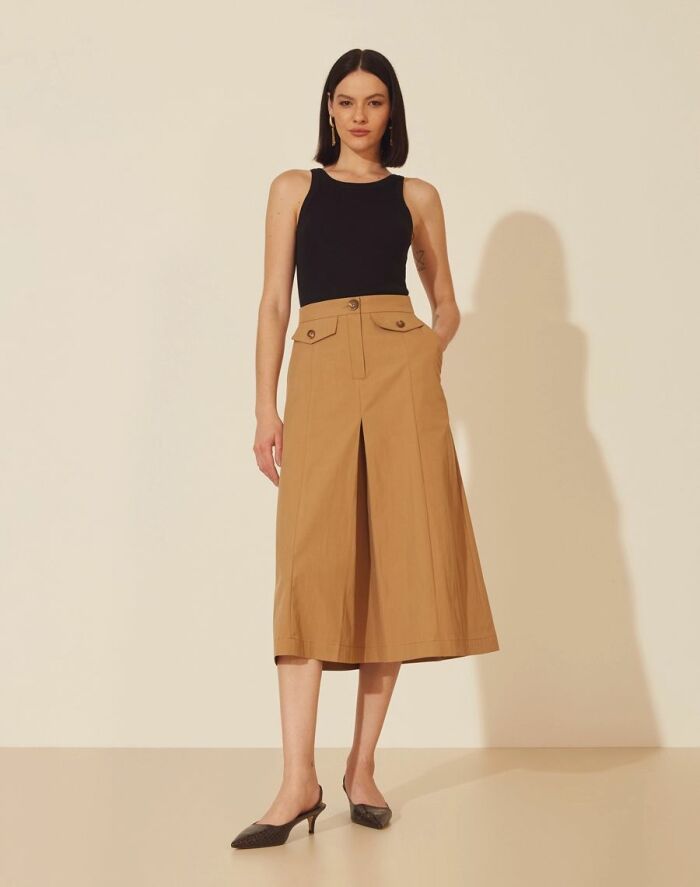 Imagem de Saia Mídi Liana Marrom Amissima