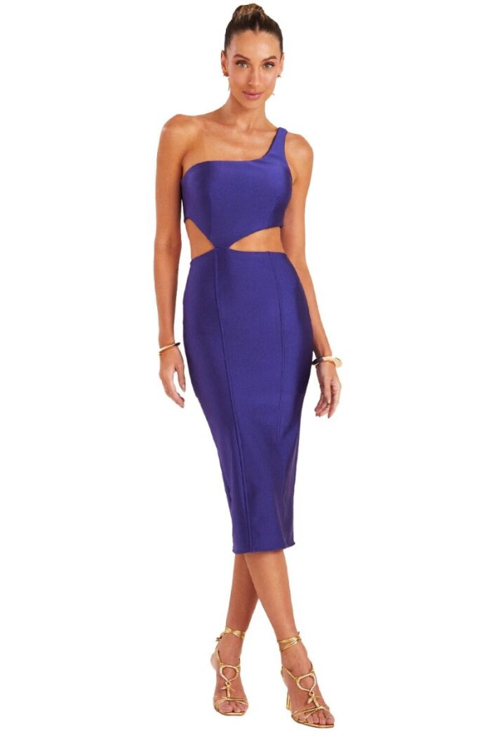 Imagem de Vestido Mídi Sculpt Um Ombro Só Azul Carbono