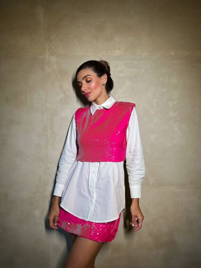 Imagem de Conjunto Cropped / Saia Paetês Olívia