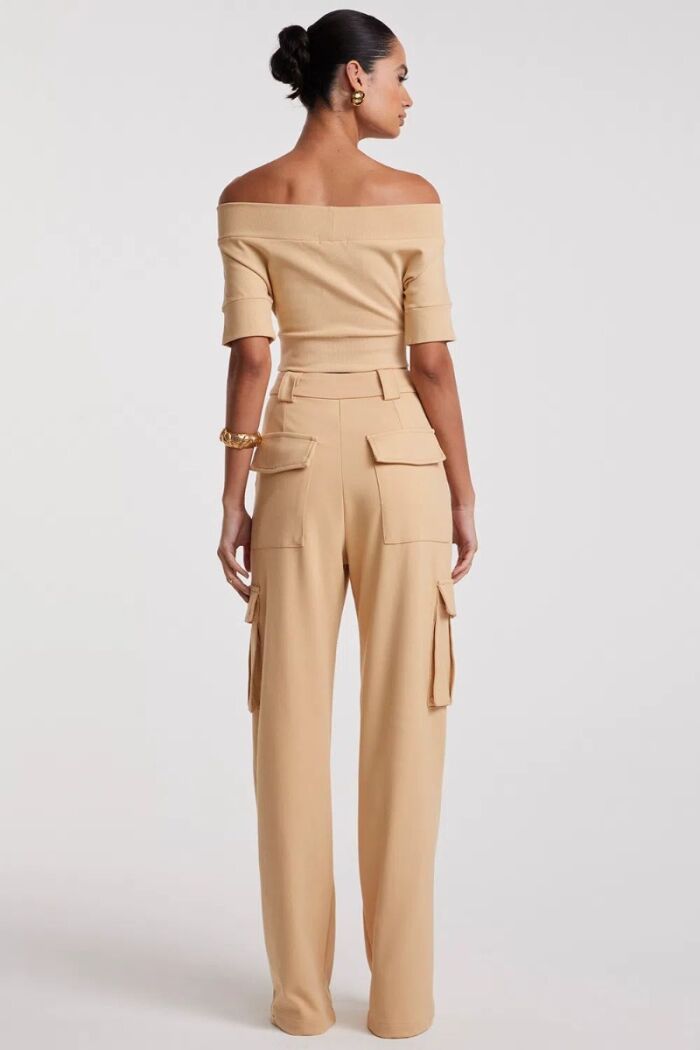 Imagem de Calça Pantalona de Malha Com Bolso e Friso Mel Zen