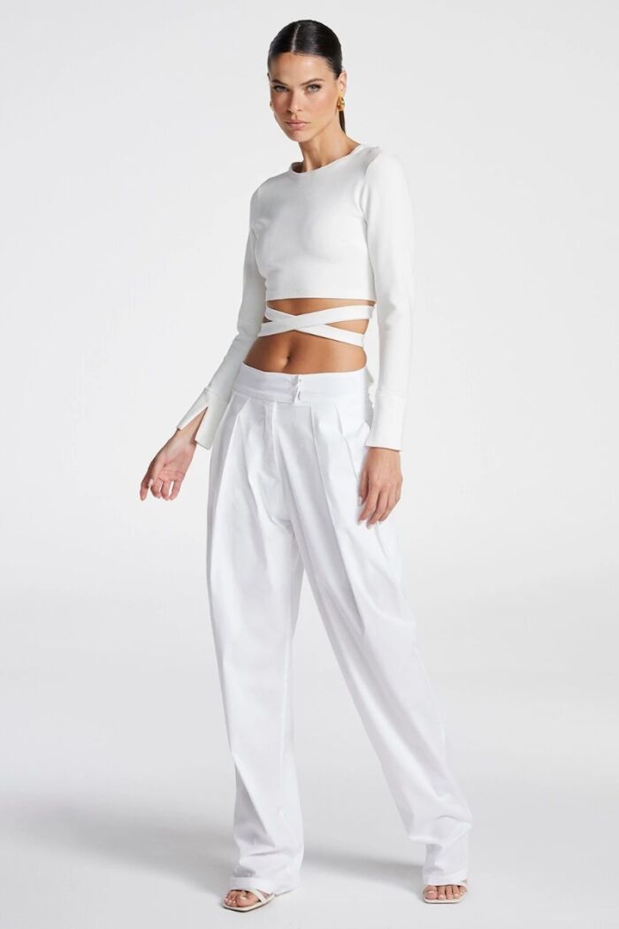 Imagem de Blusa Manga Longa Faixa Transpassada Off White