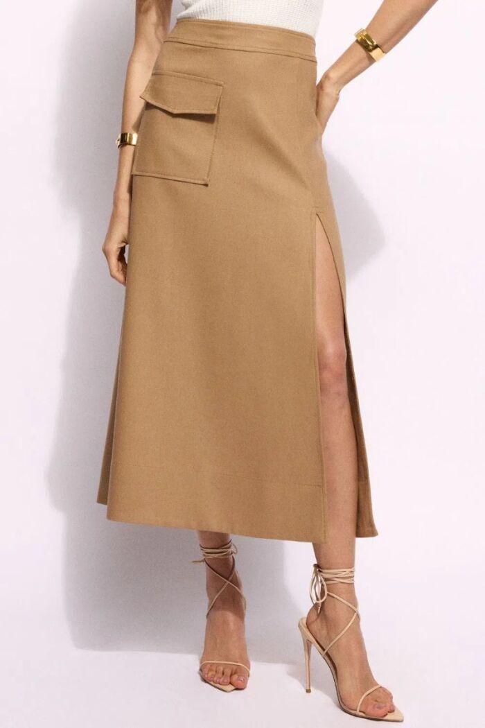Imagem de Saia Amália Caqui Latte Le Blog