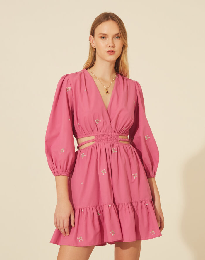 Imagem de Vestido Curto Recortes Rosa Amissima