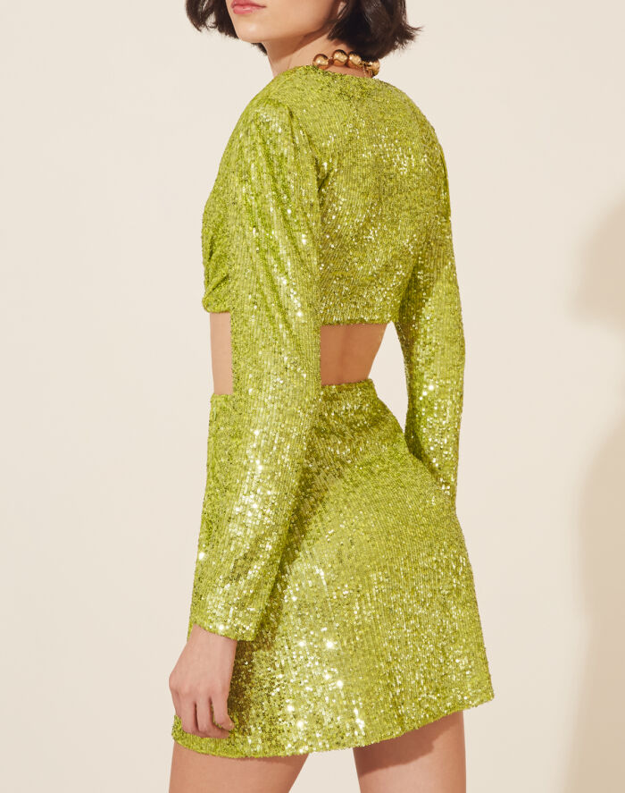 Imagem de Vestido Mini Abertura Frontal Verde Amissima