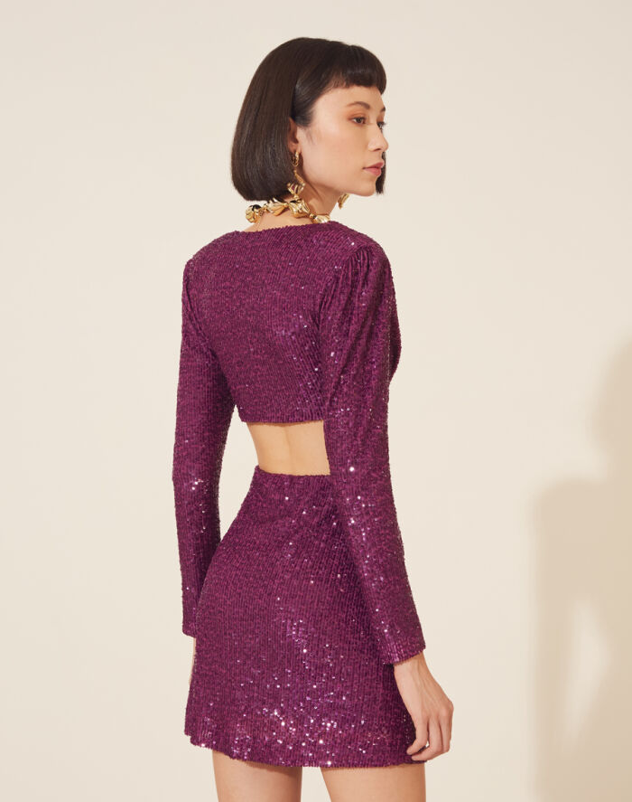 Imagem de Vestido Mini Abertura Frontal Roxo Amissima