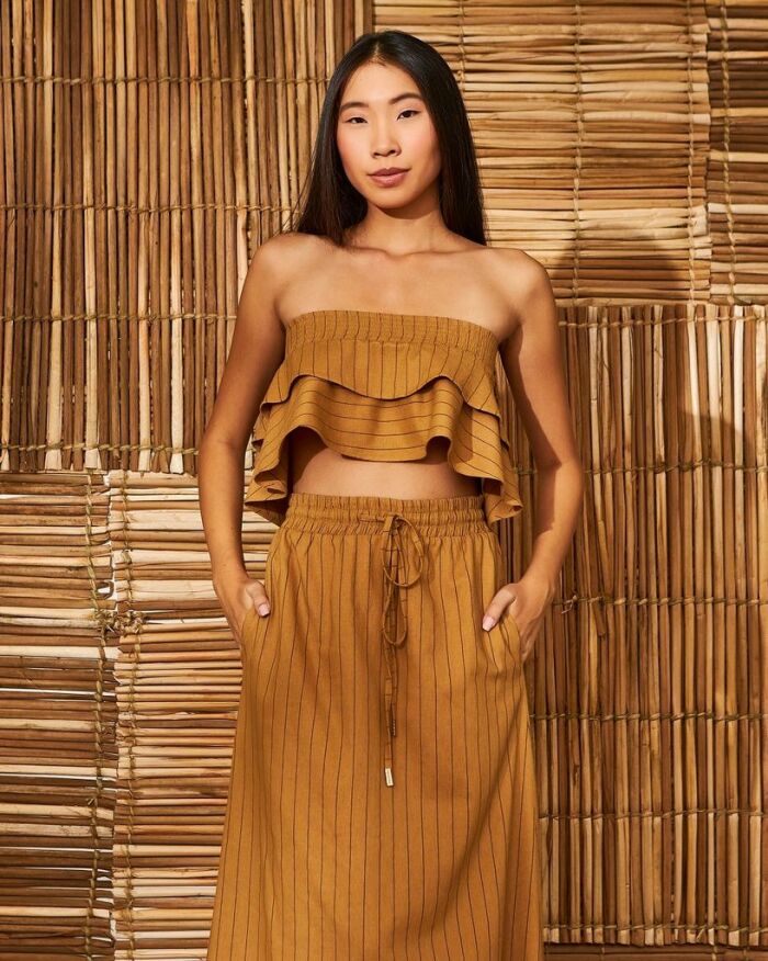 Imagem de Saia Mídi Linho Trancoso Aquarella