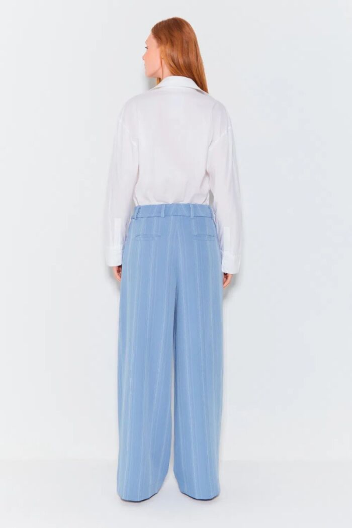 Imagem de Calça Pantalona Listrada Azul Clara Zen