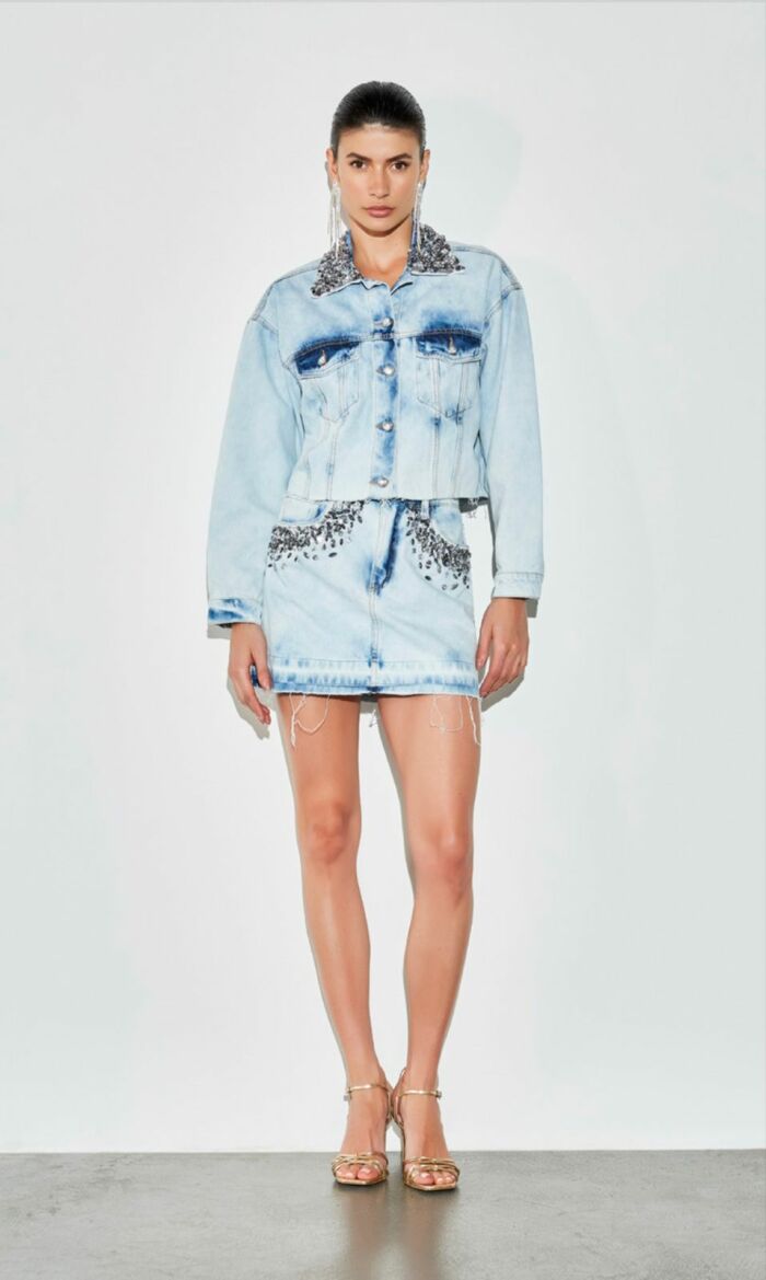 Imagem de Saia Jeans Bordada Regina Salomão