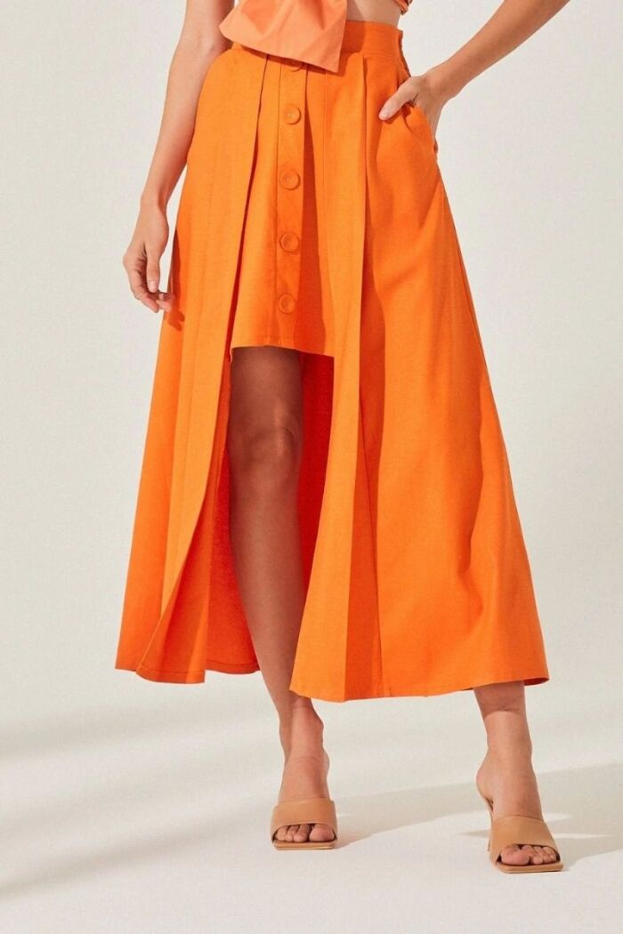 Imagem de Saia Dupla Abertura Frente Laranja Zen