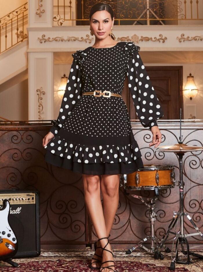 Imagem de Vestido Chiffon Poá Luzia Fazzolli