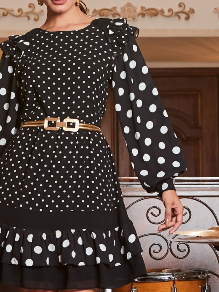 Imagem de Vestido Chiffon Poá Luzia Fazzolli