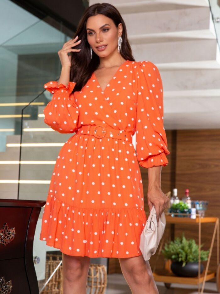 Imagem de Vestido Crepe Estampa Poá Luzia Fazzolli