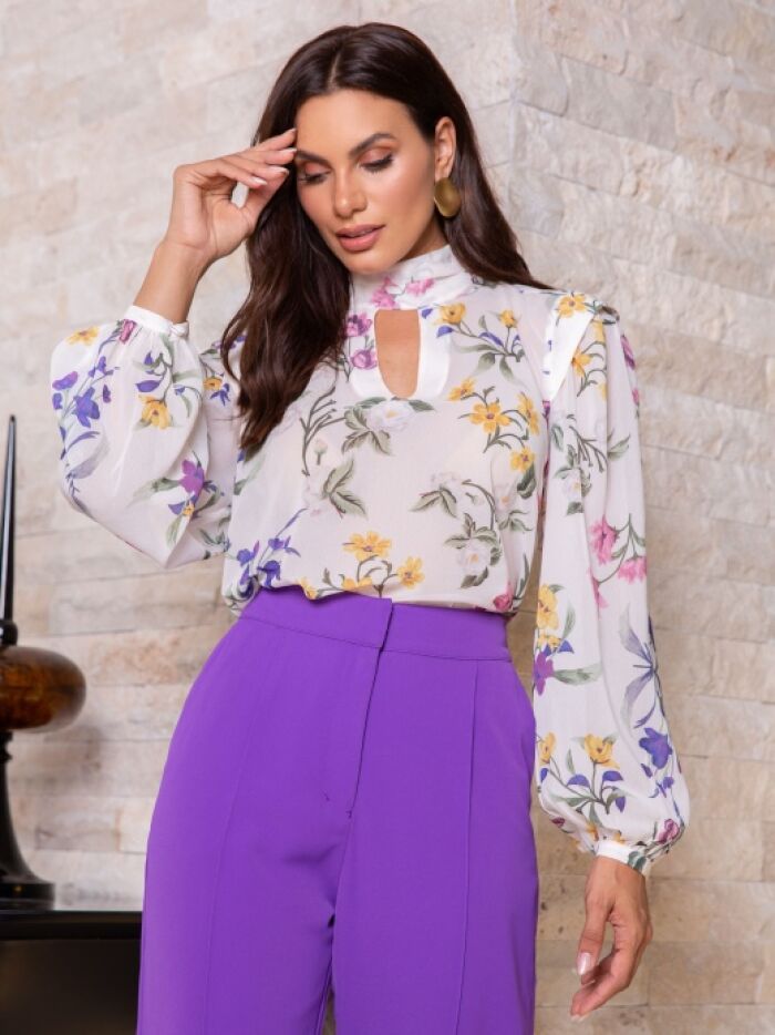 Imagem de Blusa Chiffon Estampa Floral Luzia Fazzolli