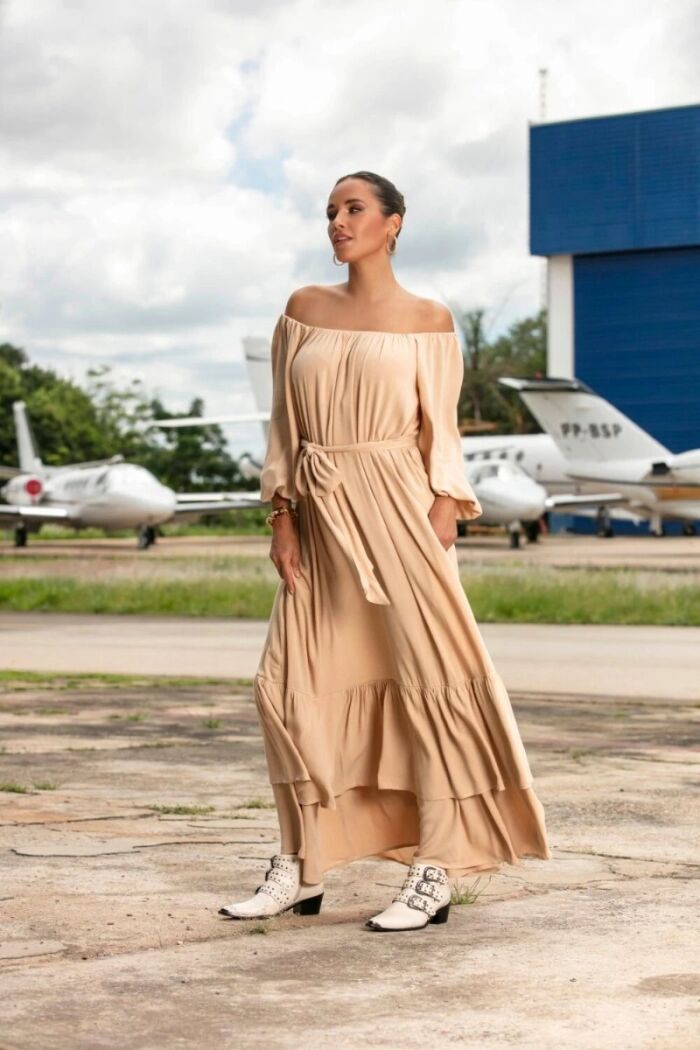 Imagem de Vestido Longo Gabriela Bege Inffinity