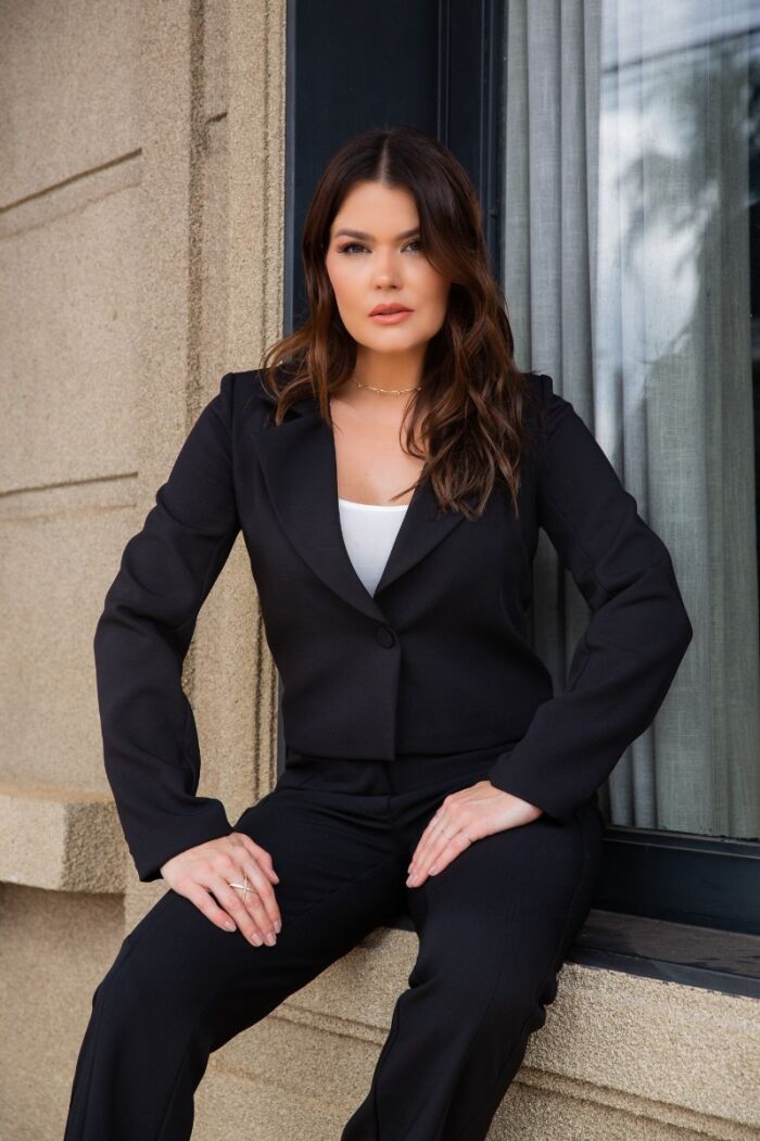 Imagem de Calça Crepe Recortes Preta Luzia Fazzolli