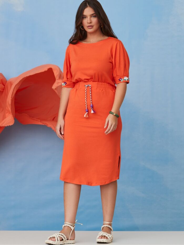 Imagem de Conjunto Moletom Detalhe Cordão Laranja Luzia Fazzolli