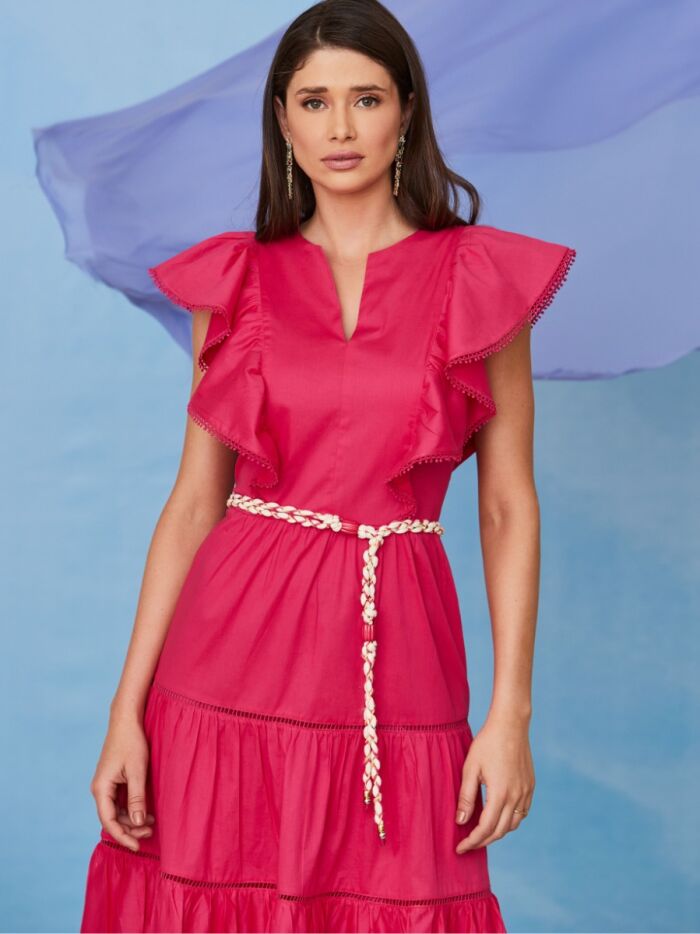 Imagem de Vestido Tricoline Com entremeio Pink Luzia Fazzolli