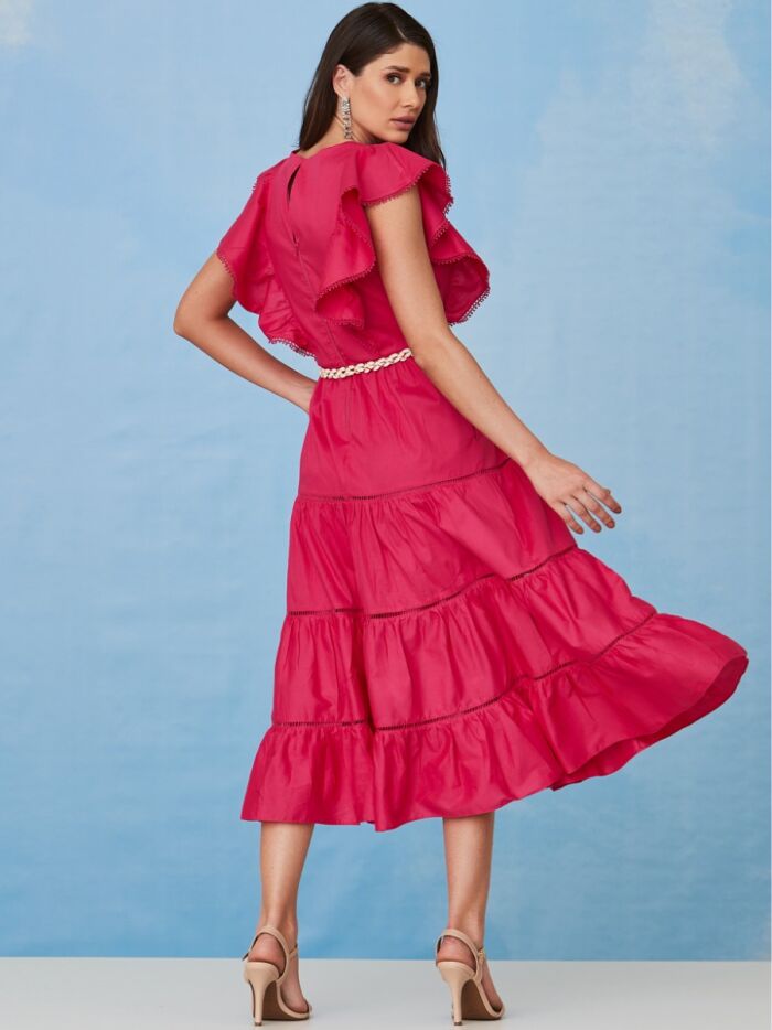 Imagem de Vestido Tricoline Com entremeio Pink Luzia Fazzolli