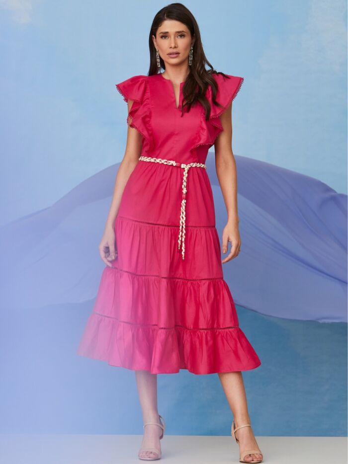 Imagem de Vestido Tricoline Com entremeio Pink Luzia Fazzolli