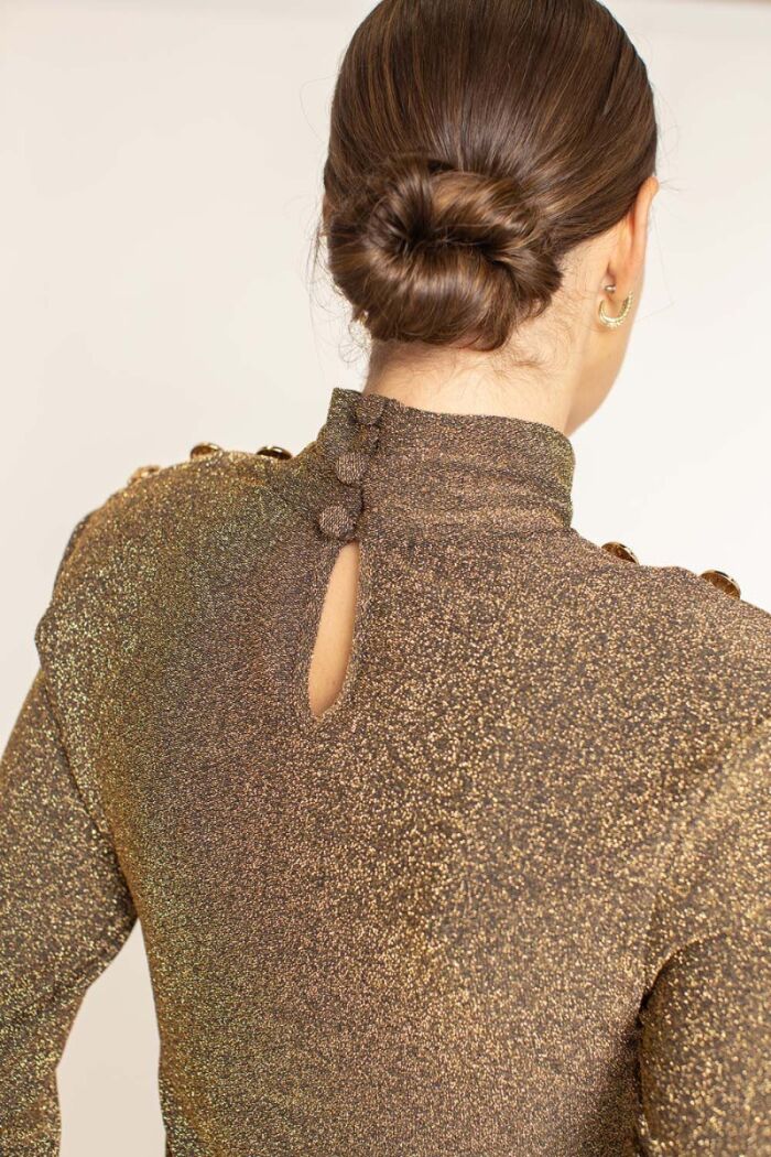 Imagem de Blusa Manga Longa Lurex Dourada La Chocolê