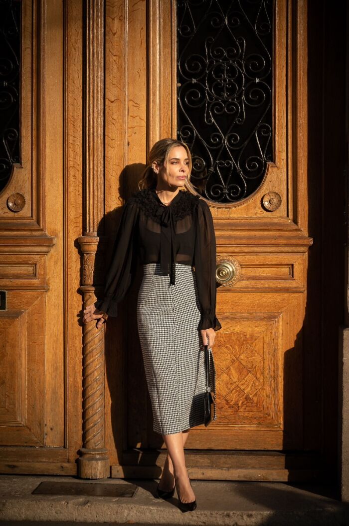 Imagem de Saia Reta Pied De Poulle Luzia Fazzolli