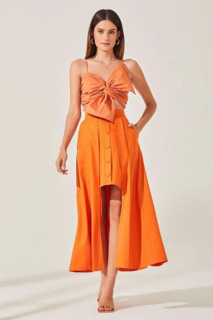 Imagem de Saia Dupla Abertura Frente Laranja Zen