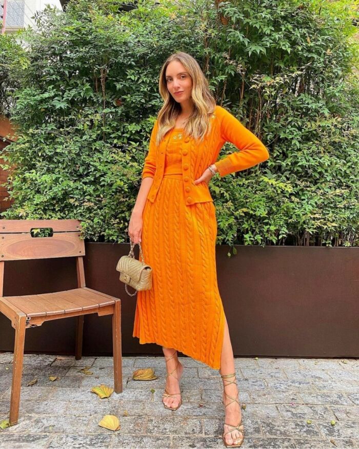 Imagem de Conjunto Florença Tricô Laranja Amissima