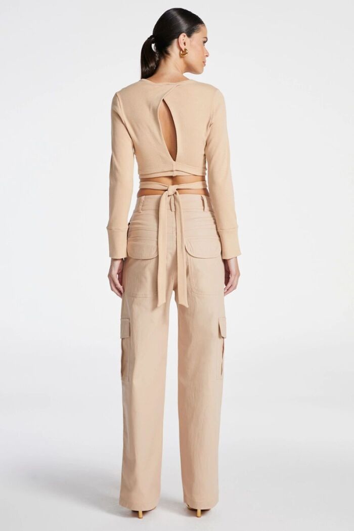 Imagem de Blusa Manga Longa Faixa Transpassada Kaki