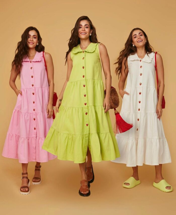 Imagem de Vestido Babado Gola Botões Moranguinho Lima Bardôh