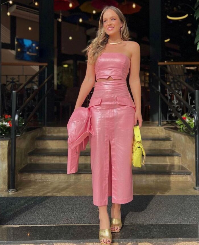 Imagem de Conjunto Casaco Top e Saia Linho Tecno Regina Salomão