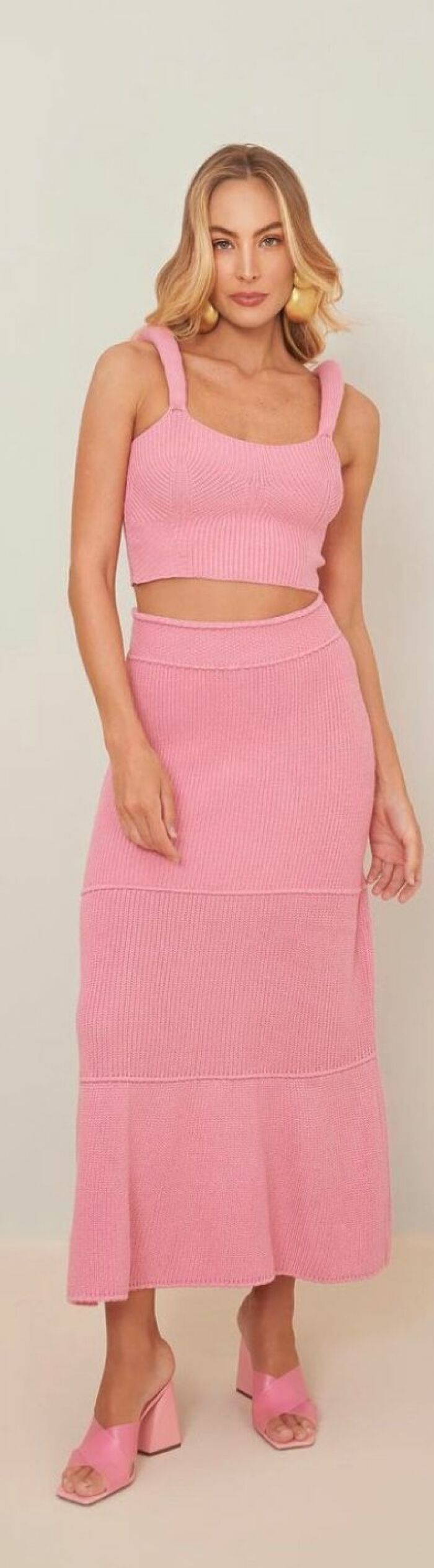 Imagem de Saia Midi Tricô Rosa Bardôh