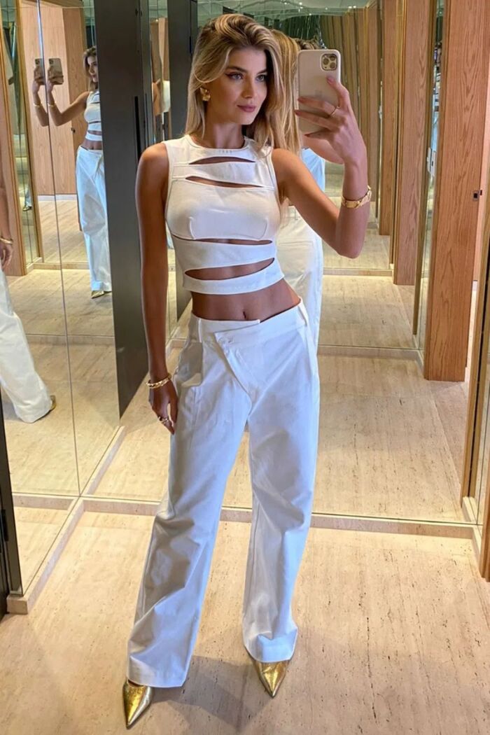 Imagem de Blusa Regata Recortes Assimétricos Off White Zen