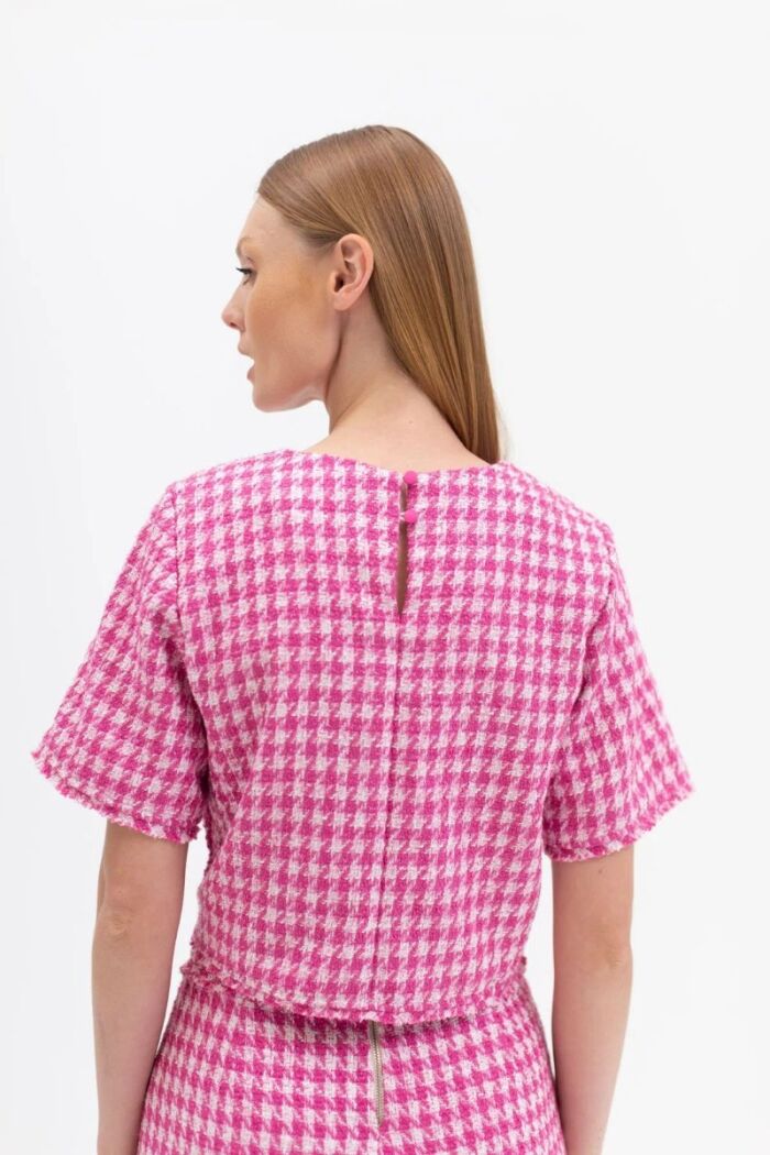 Imagem de Camiseta Cropped Tweed Rosa La Chocolê
