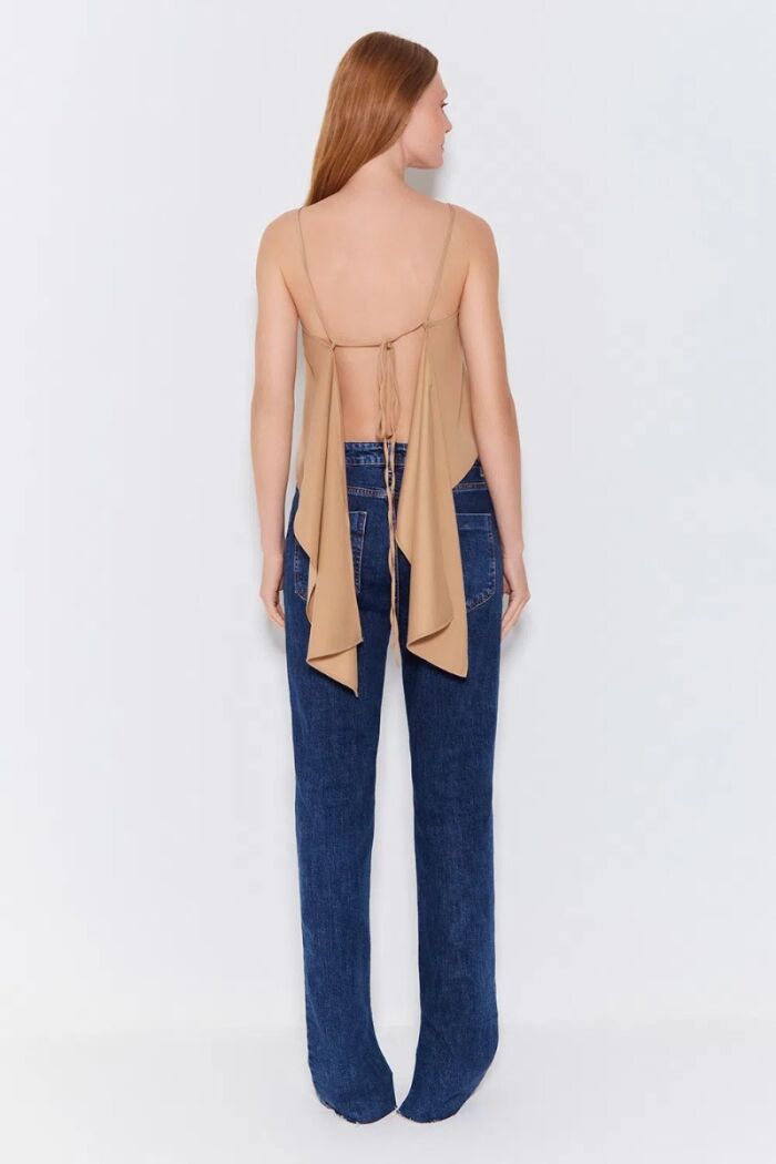 Imagem de Blusa De Alça Fina Com Abertura Nas Costas Kaki Zen