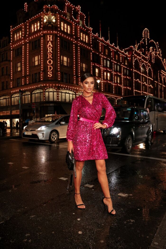 Imagem de Vestido Paetê Com Faixa Veludo Luzia Fazzolli